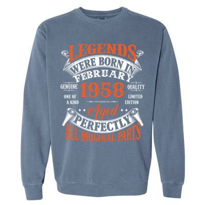Legend 1958 Vintage 65th Birthday Born In February 1958 Garment-Dyed Sweatshirt