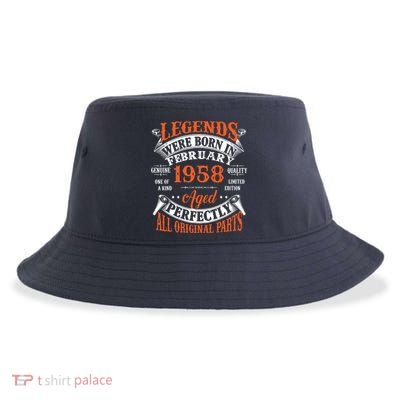 Legend 1958 Vintage 65th Birthday Born In February 1958 Sustainable Bucket Hat