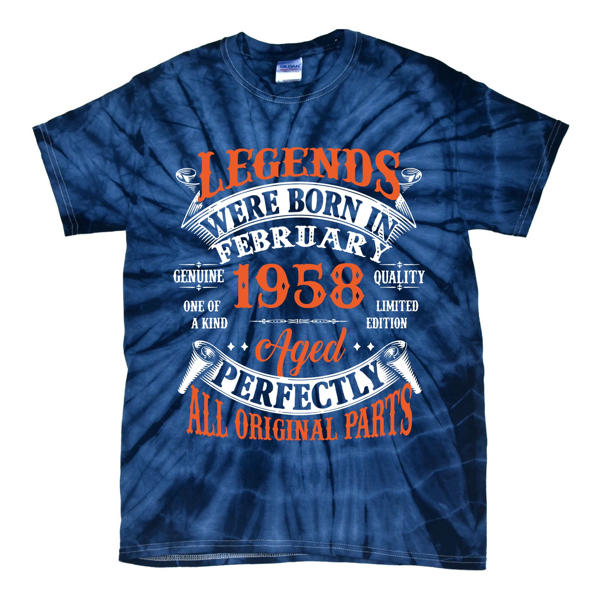 Legend 1958 Vintage 65th Birthday Born In February 1958 Tie-Dye T-Shirt