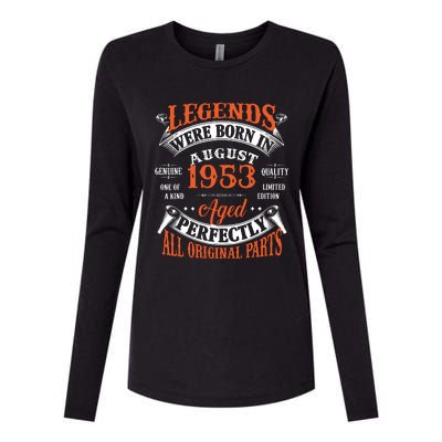 Legend 1953 Vintage 70th Birthday Born In august 1953 Womens Cotton Relaxed Long Sleeve T-Shirt