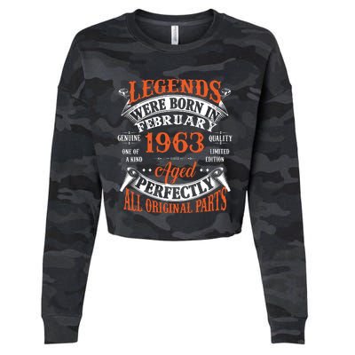 Legend 1963 Vintage 60th Birthday Born In February 1963 Cropped Pullover Crew