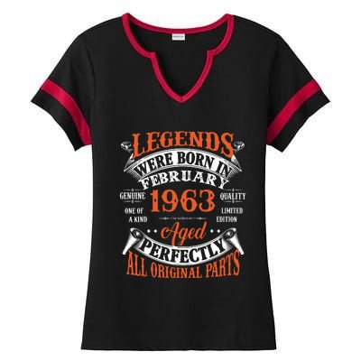 Legend 1963 Vintage 60th Birthday Born In February 1963 Ladies Halftime Notch Neck Tee