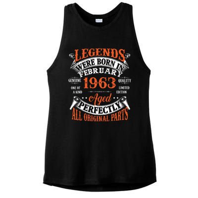 Legend 1963 Vintage 60th Birthday Born In February 1963 Ladies PosiCharge Tri-Blend Wicking Tank