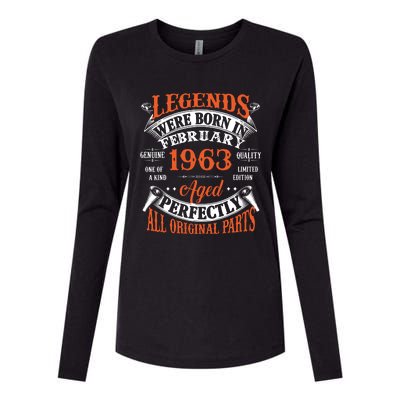 Legend 1963 Vintage 60th Birthday Born In February 1963 Womens Cotton Relaxed Long Sleeve T-Shirt