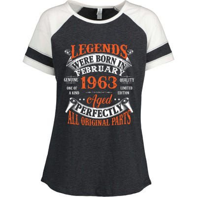 Legend 1963 Vintage 60th Birthday Born In February 1963 Enza Ladies Jersey Colorblock Tee