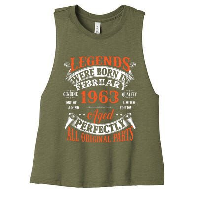 Legend 1963 Vintage 60th Birthday Born In February 1963 Women's Racerback Cropped Tank