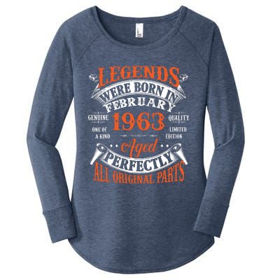 Legend 1963 Vintage 60th Birthday Born In February 1963 Women's Perfect Tri Tunic Long Sleeve Shirt