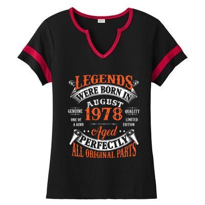 Legend 1978 Vintage 45th Birthday Born In august 1978 Ladies Halftime Notch Neck Tee