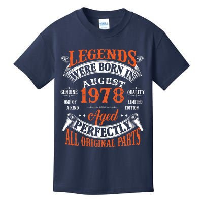 Legend 1978 Vintage 45th Birthday Born In august 1978 Kids T-Shirt