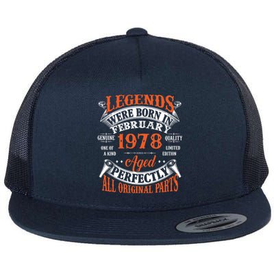 Legend 1978 Vintage 45th Birthday Born In February 1978 Flat Bill Trucker Hat