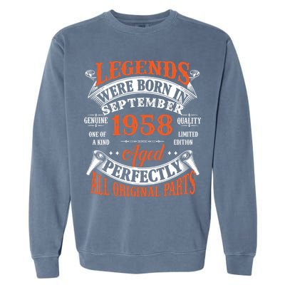 Legend 1958 Vintage 65th Birthday Born In september 1958 Garment-Dyed Sweatshirt