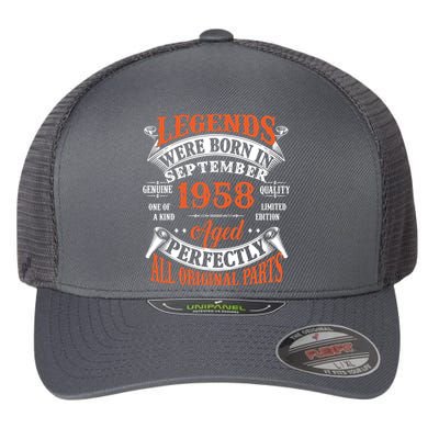 Legend 1958 Vintage 65th Birthday Born In september 1958 Flexfit Unipanel Trucker Cap