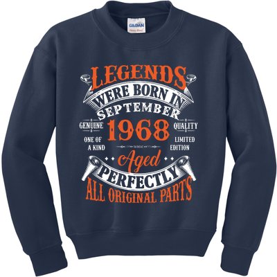 Legend 1968 Vintage 55th Birthday Born In september 1968 Kids Sweatshirt