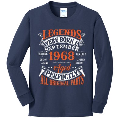 Legend 1968 Vintage 55th Birthday Born In september 1968 Kids Long Sleeve Shirt