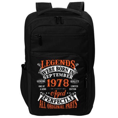 Legend 1978 Vintage 45th Birthday Born In september 1978 Impact Tech Backpack