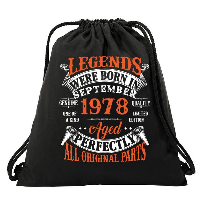 Legend 1978 Vintage 45th Birthday Born In september 1978 Drawstring Bag