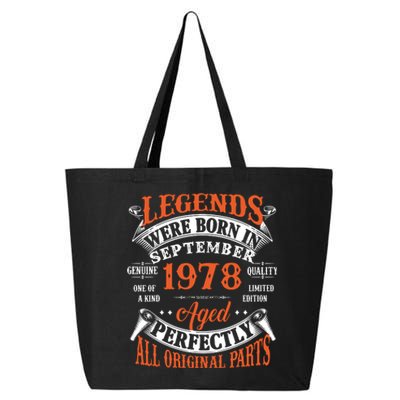 Legend 1978 Vintage 45th Birthday Born In september 1978 25L Jumbo Tote