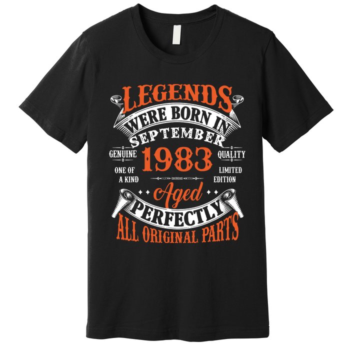 Legend 1983 Vintage 40th Birthday Born In september 1983 Premium T-Shirt