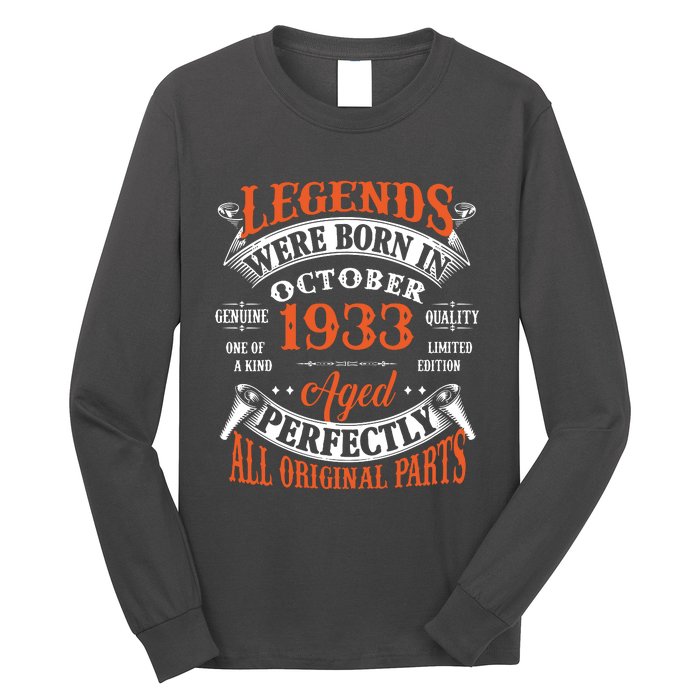 Legend 1933 Vintage 90th Birthday Born In october 1933 Long Sleeve Shirt