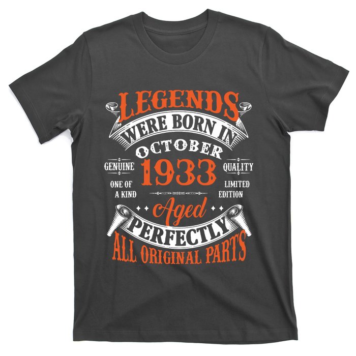 Legend 1933 Vintage 90th Birthday Born In october 1933 T-Shirt