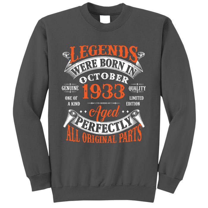 Legend 1933 Vintage 90th Birthday Born In october 1933 Tall Sweatshirt