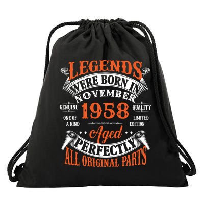 Legend 1958 Vintage 65th Birthday Born In November 1958 Drawstring Bag