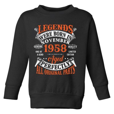 Legend 1958 Vintage 65th Birthday Born In November 1958 Toddler Sweatshirt
