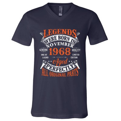 Legend 1968 Vintage 55th Birthday Born In November 1968 V-Neck T-Shirt