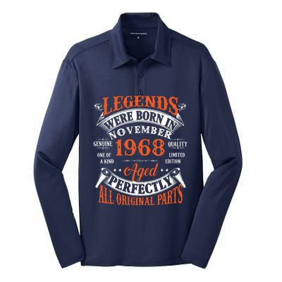 Legend 1968 Vintage 55th Birthday Born In November 1968 Silk Touch Performance Long Sleeve Polo