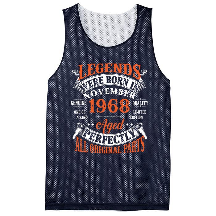 Legend 1968 Vintage 55th Birthday Born In November 1968 Mesh Reversible Basketball Jersey Tank