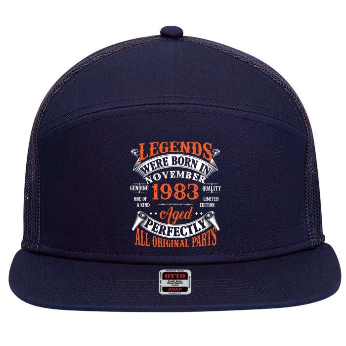 Legend 1983 Vintage 40th Birthday Born In November 1983 7 Panel Mesh Trucker Snapback Hat