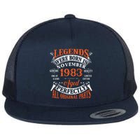 Legend 1983 Vintage 40th Birthday Born In November 1983 Flat Bill Trucker Hat