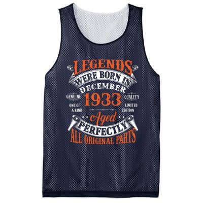 Legend 1933 Vintage 90th Birthday Born In December 1933 Mesh Reversible Basketball Jersey Tank