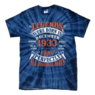 Legend 1933 Vintage 90th Birthday Born In December 1933 Tie-Dye T-Shirt