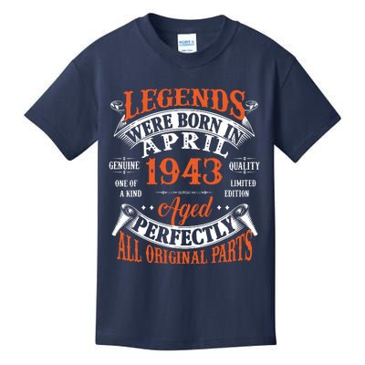 Legend 1943 Vintage 80th Birthday Born In april 1943 Kids T-Shirt