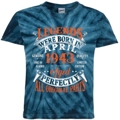 Legend 1943 Vintage 80th Birthday Born In april 1943 Kids Tie-Dye T-Shirt