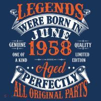 Legend 1958 Vintage 65th Birthday Born In June 1958 Tall T-Shirt