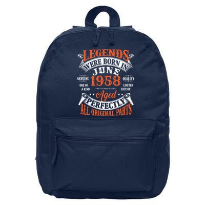 Legend 1958 Vintage 65th Birthday Born In June 1958 16 in Basic Backpack