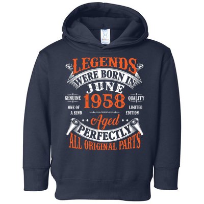 Legend 1958 Vintage 65th Birthday Born In June 1958 Toddler Hoodie