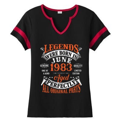 Legend 1983 Vintage 40th Birthday Born In June 1983 Ladies Halftime Notch Neck Tee