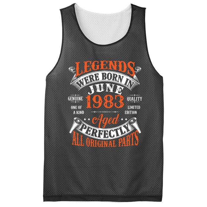 Legend 1983 Vintage 40th Birthday Born In June 1983 Mesh Reversible Basketball Jersey Tank