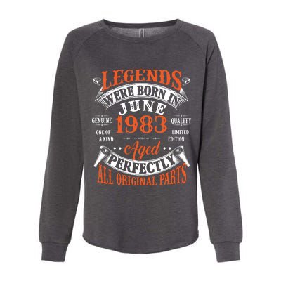 Legend 1983 Vintage 40th Birthday Born In June 1983 Womens California Wash Sweatshirt