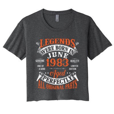 Legend 1983 Vintage 40th Birthday Born In June 1983 Women's Crop Top Tee