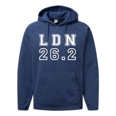 London 26 2 Marathon Gift Performance Fleece Hoodie