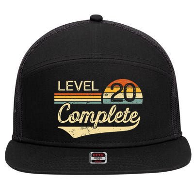 Level 20 Complete Vintage 20th Wedding Anniversary 7 Panel Mesh Trucker Snapback Hat