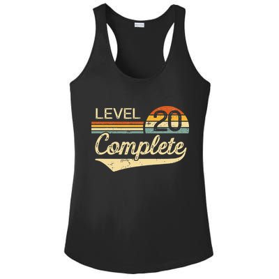 Level 20 Complete Vintage 20th Wedding Anniversary Ladies PosiCharge Competitor Racerback Tank