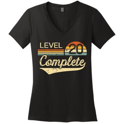 Level 20 Complete Vintage 20th Wedding Anniversary Women's V-Neck T-Shirt