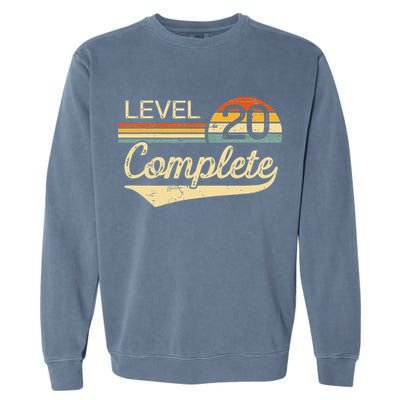 Level 20 Complete Vintage 20th Wedding Anniversary Garment-Dyed Sweatshirt