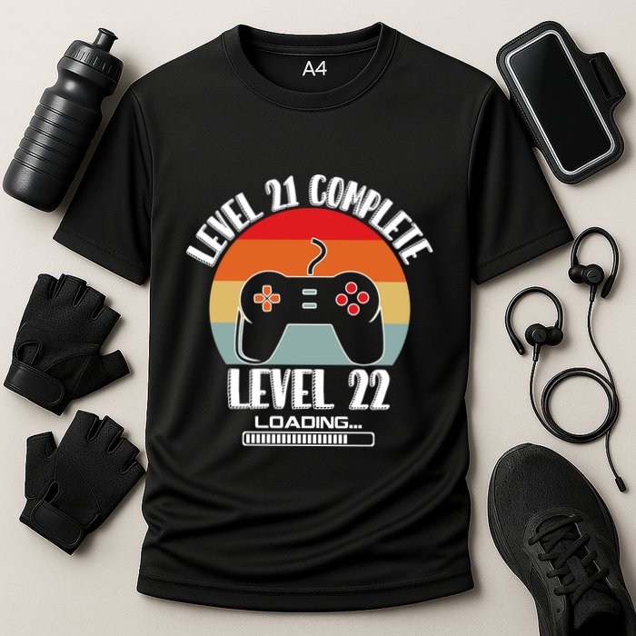 Level 21 Complete Level 22 Loading Vintage Birthday Video Game Performance Shirt