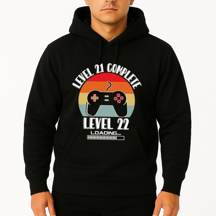Level 21 Complete Level 22 Loading Vintage Birthday Video Game Hoodie